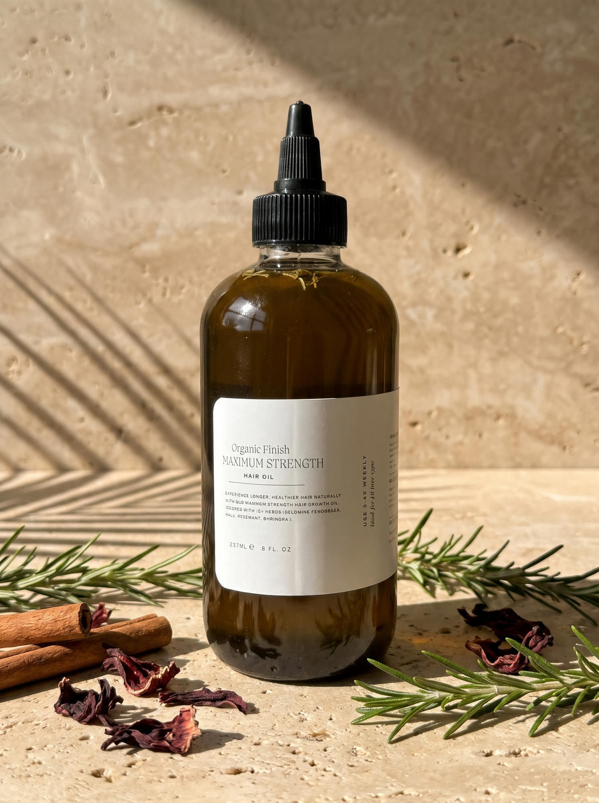 Maximum Strength Hair Oil JUMBO 8oz by Organic Finish, styled photo 1