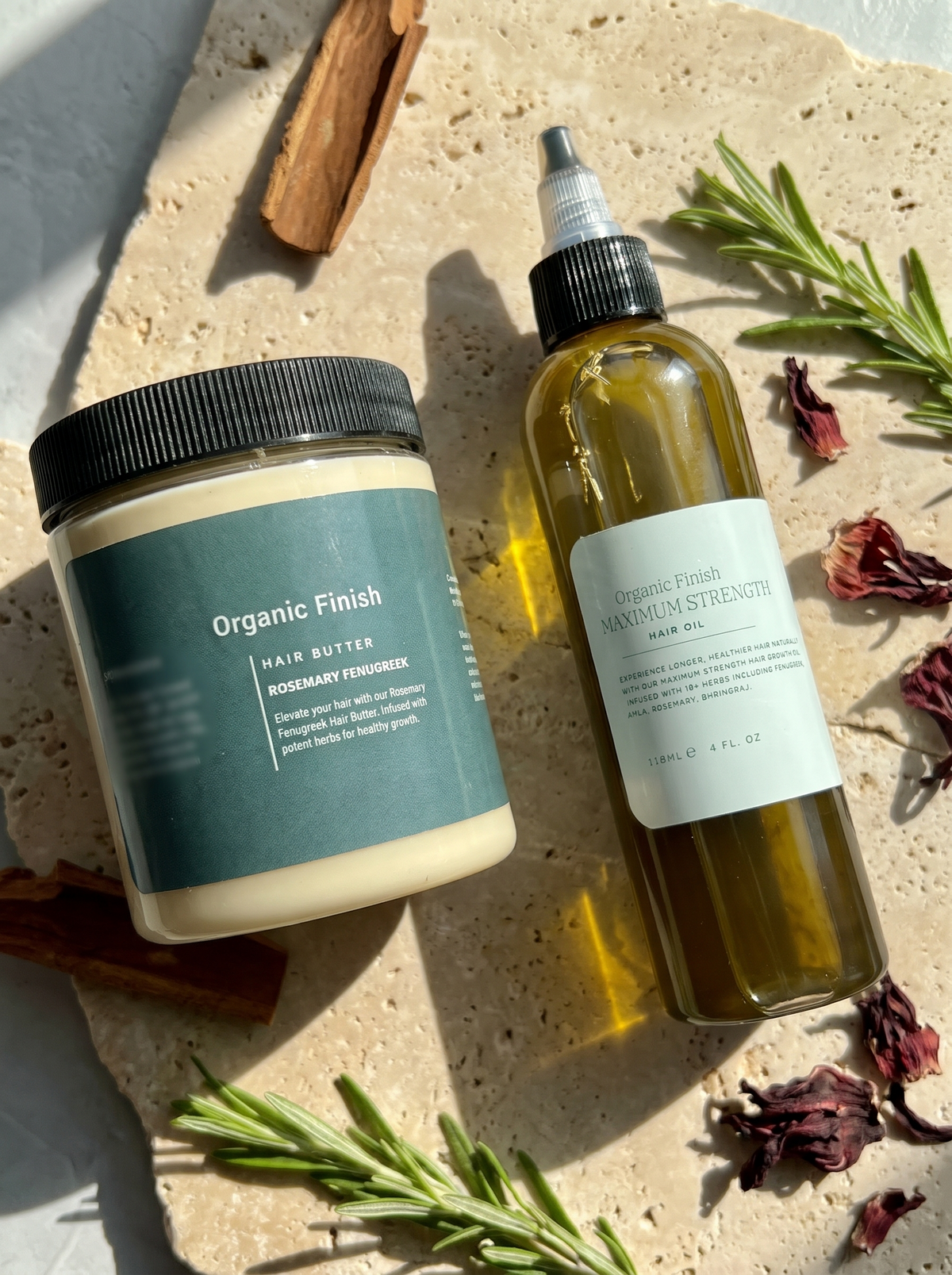 Maximum Duo bundle, hair butter and Maximum Strength Hair Oil by Organic Finish, styled photo 2