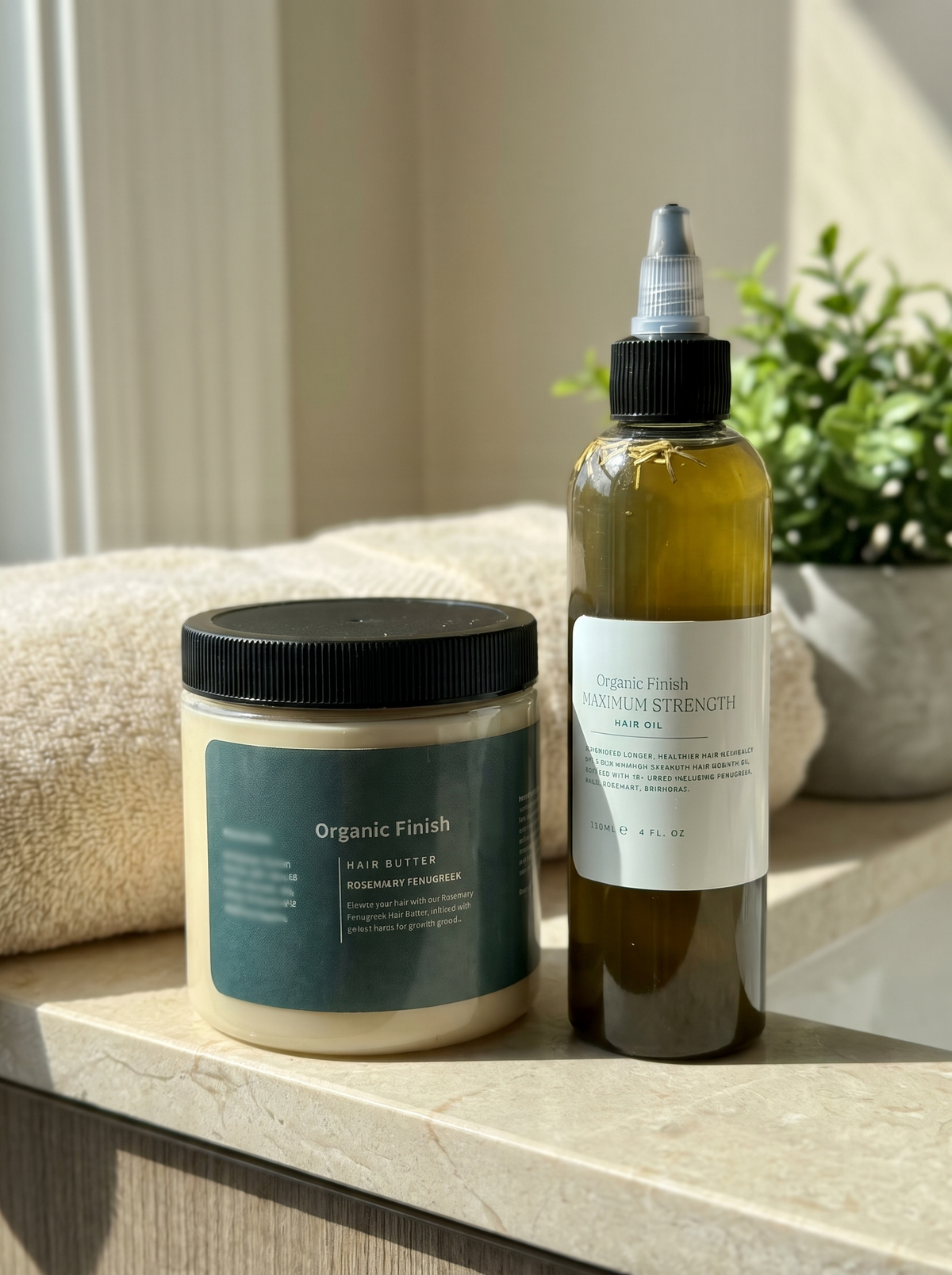 Maximum Duo bundle, hair butter and Maximum Strength Hair Oil by Organic Finish, styled photo 3